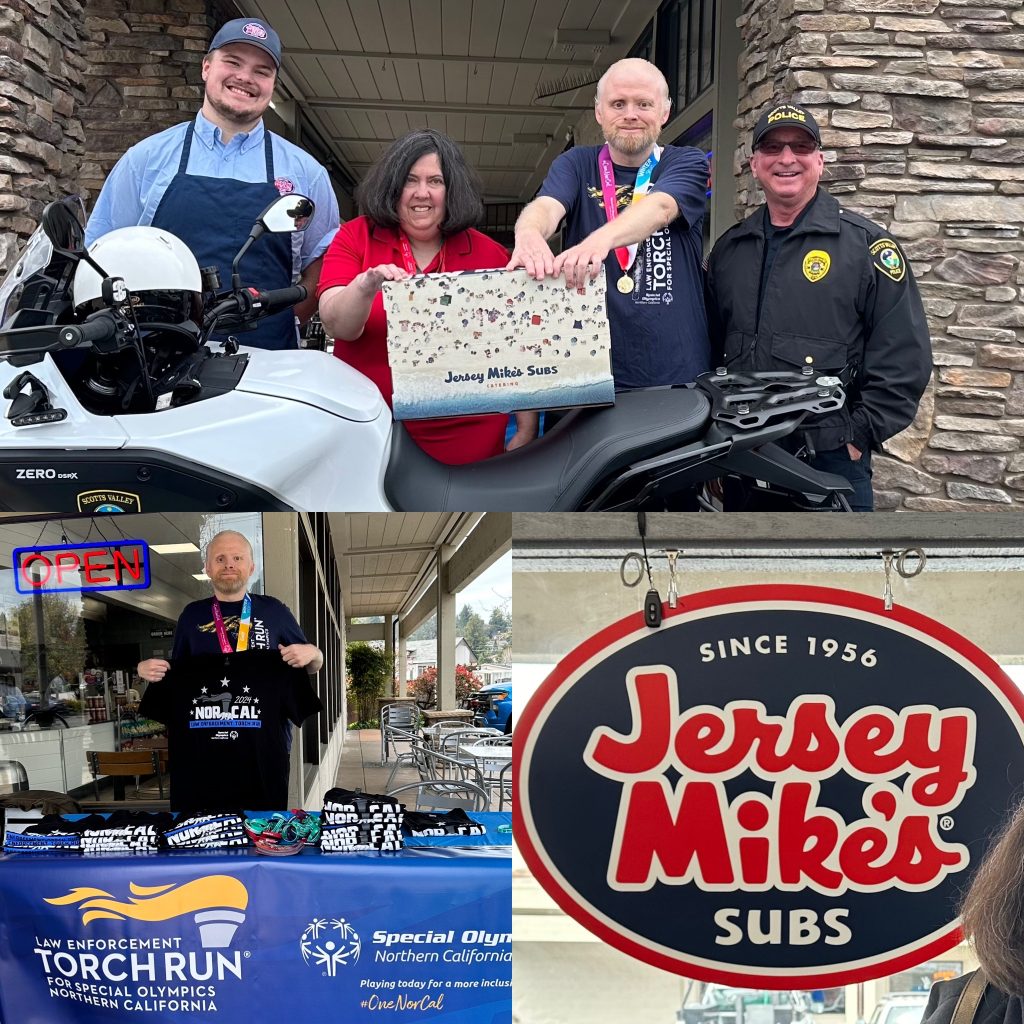 Jersey Mikes - Collage of people in front of storefront, Jersey Mike's sign, and LETR table outside the store