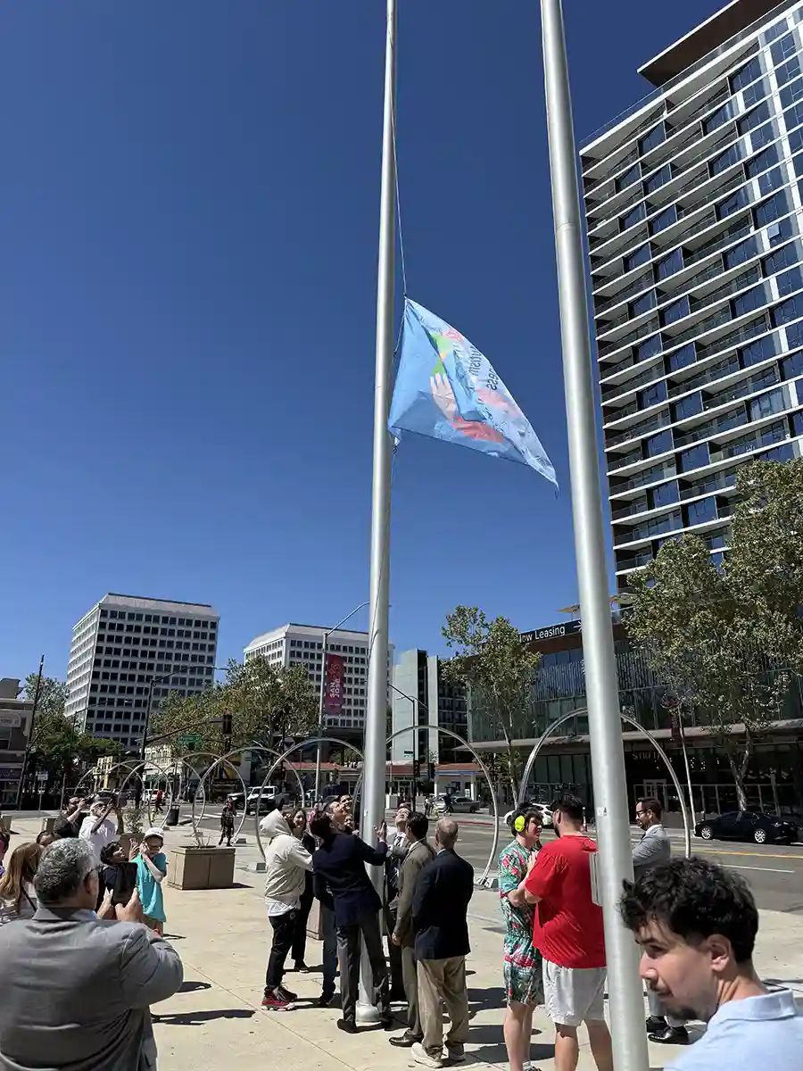 SONorCal Martin Autism-Awareness Flag Building1