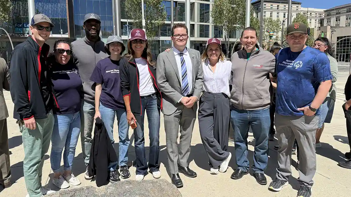 Special Olympics Athlete Designs San Jose Autism Awareness Flag