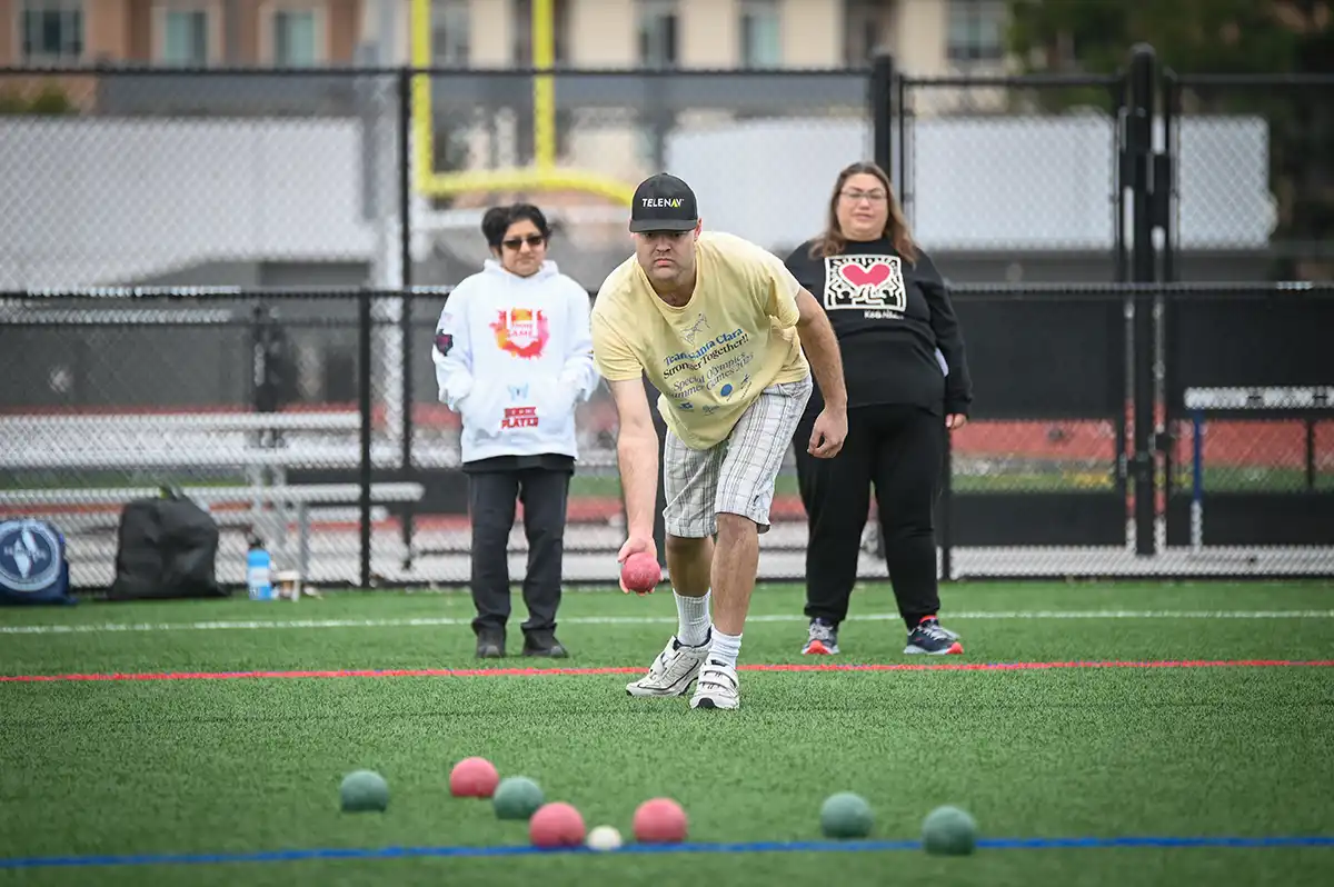 Team NorCal Bocce Enjoys USA Games - Male with Yellow Shirt